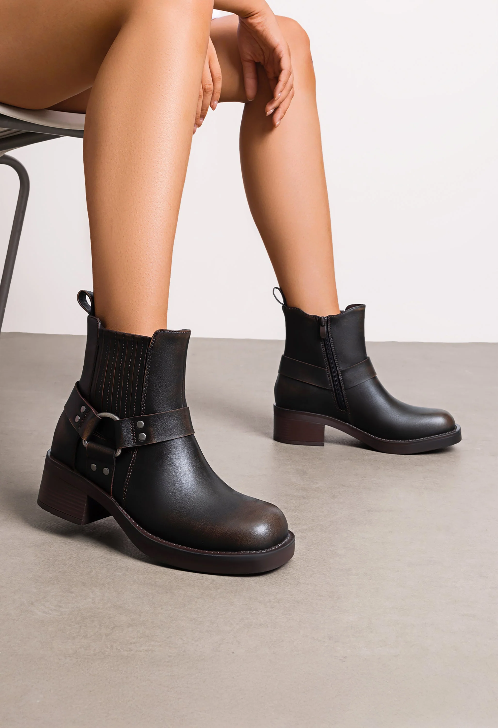 Akira Square Toe Biker Boots - Image 2