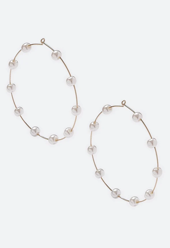 Alaia Spaced Pearl Hoop Earrings - Image 2