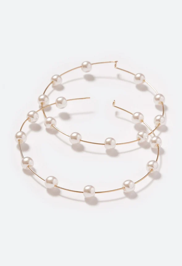 Alaia Spaced Pearl Hoop Earrings - Image 3