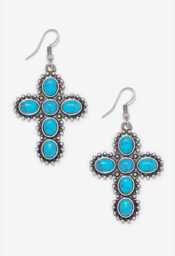 Alanna Turquoise Cross Earrings - Image 2