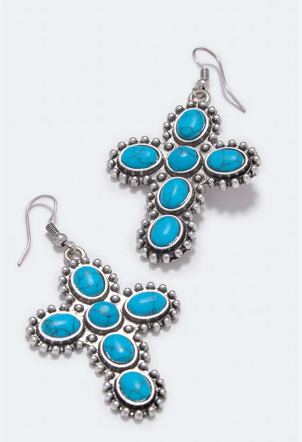 Alanna Turquoise Cross Earrings - Image 3