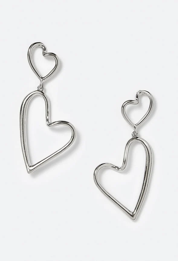 Alba Double Cut Out Heart Drop Earrings - Image 2