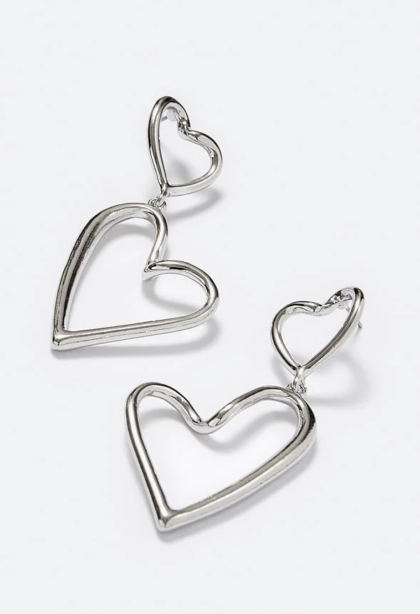 Alba Double Cut Out Heart Drop Earrings - Image 3