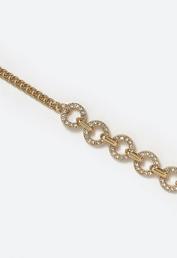 Aleena Glass Rhinestone Set Linked Rings Chain Necklace - Image 3