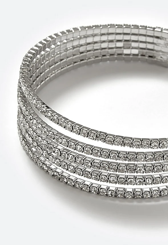 Alexis Glass Rhinestones Flexible Cuff Bracelet - Image 3