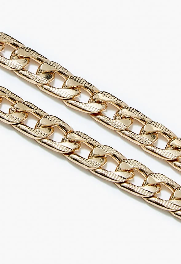 Aliya Etched Chain Necklace And Anklet Set - Image 2