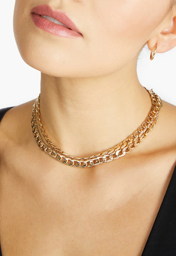 Aliya Etched Chain Necklace And Anklet Set - Image 3