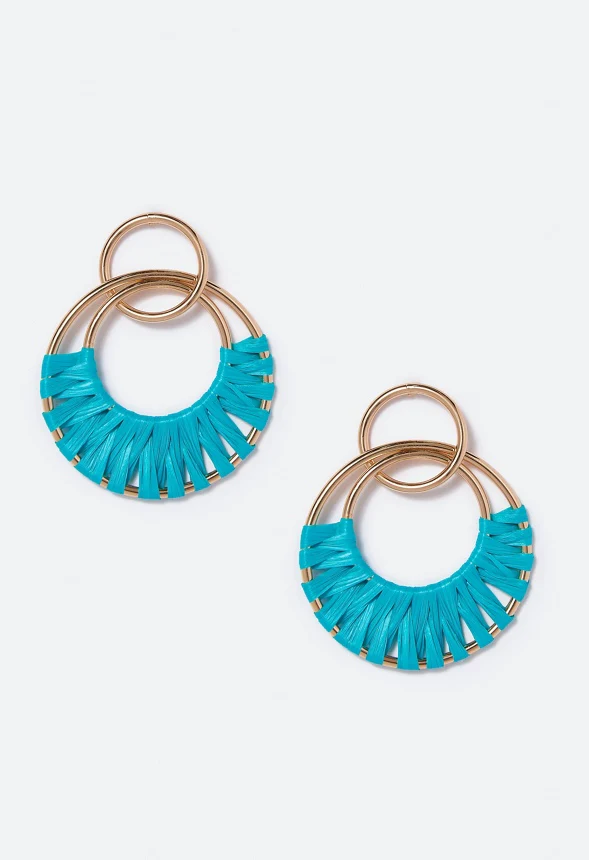 Aliza Raffia Wrapped Rings Drop Earrings - Image 2