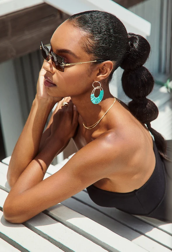 Aliza Raffia Wrapped Rings Drop Earrings - Image 4