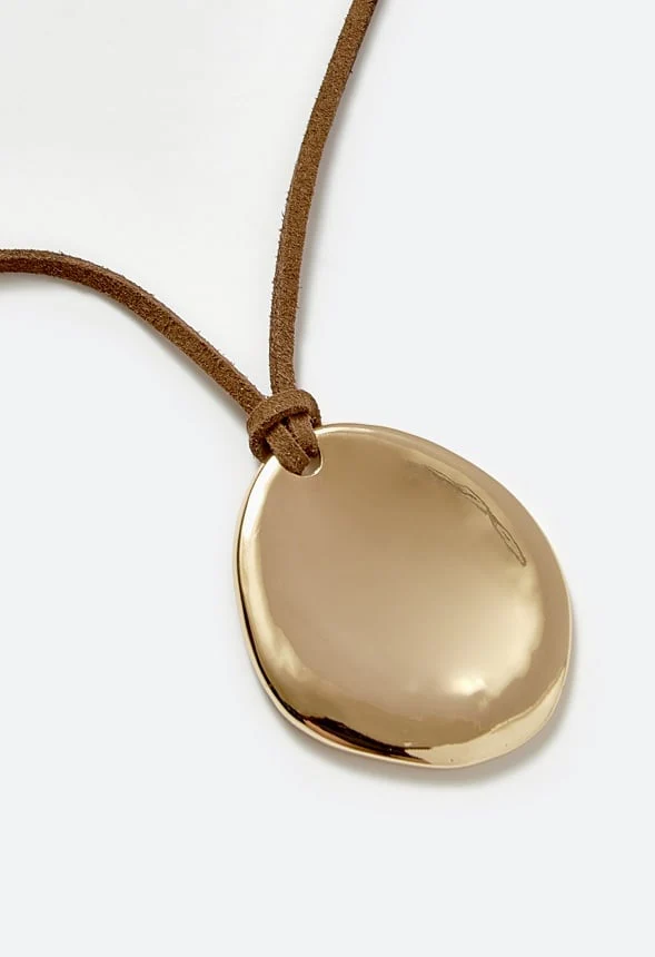 Ally Smooth Organic Pendant On Suede Cord Necklace - Image 3