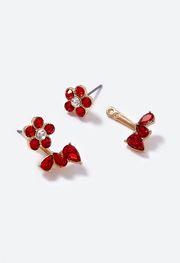 Alora Flower and Navette Front and Back Stud - Image 3