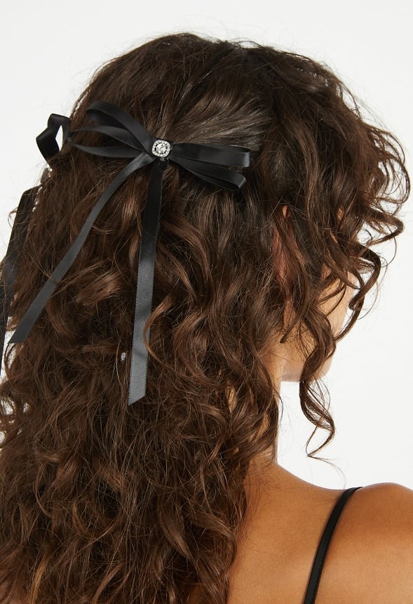 Alto 2 Pack Ribbon Bows With Glass Stone Detail On a Barrette Clip - Image 2