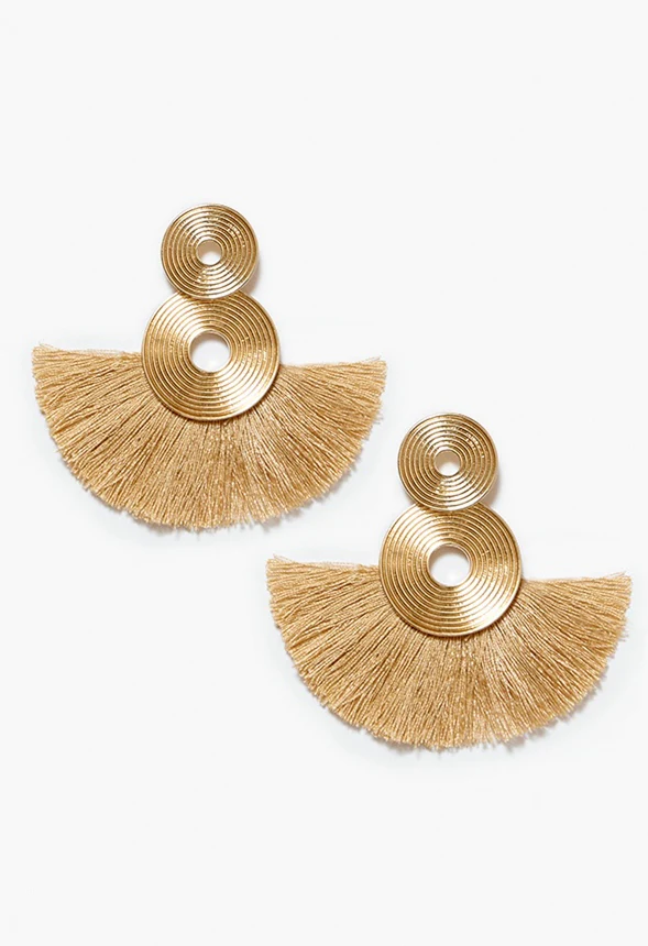 Amara Organic Disc And Fringe Drop Earrings - Image 3