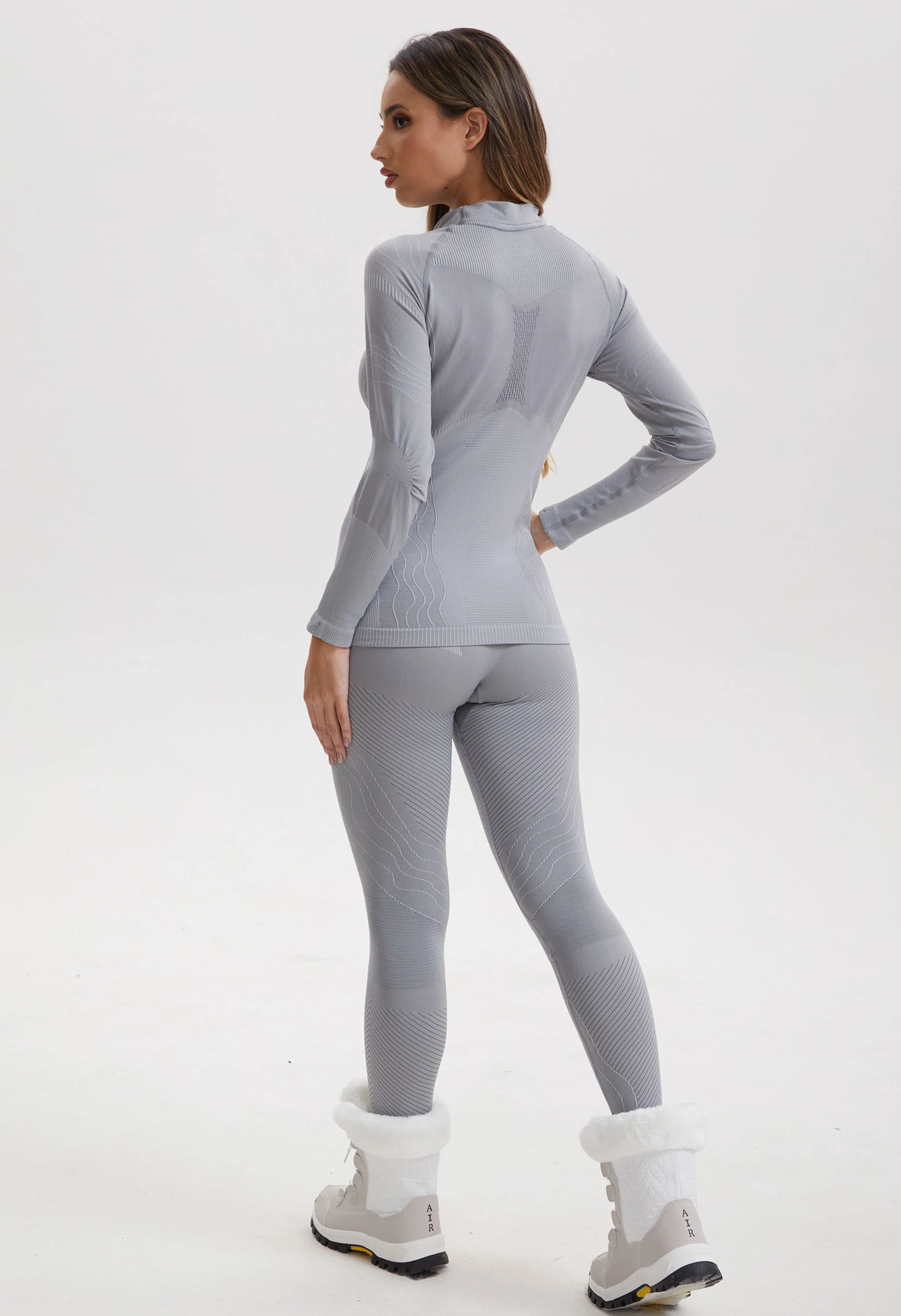Women Seamless Quarter Zip Thermal Underwear Set, Long Sleeve Compression Base Layer Top & Bottom, Warm Functional Thermal Wear for Winter Cold Weather - Image 4