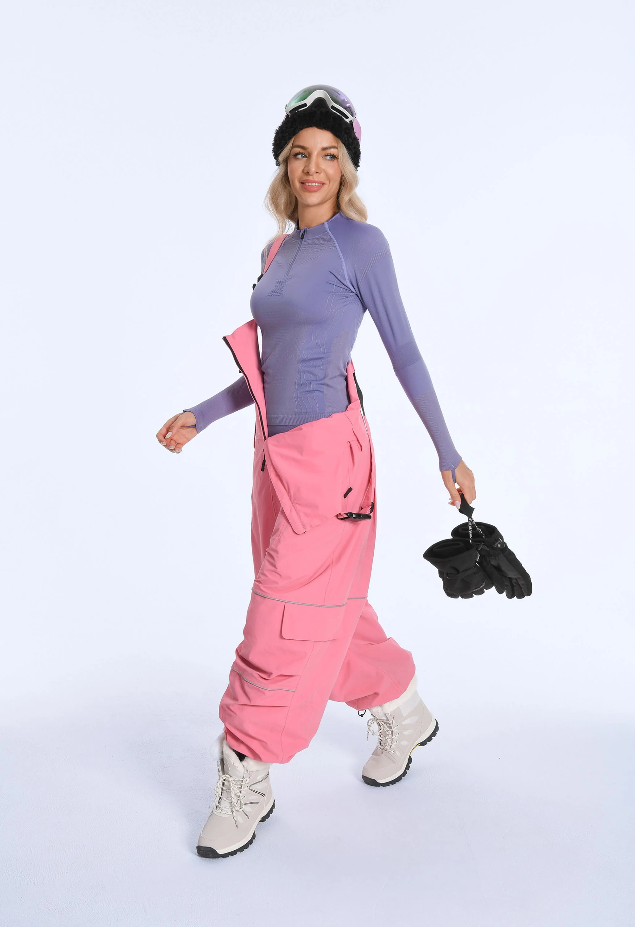 Women Seamless Quarter Zip Thermal Underwear Set - Image 3