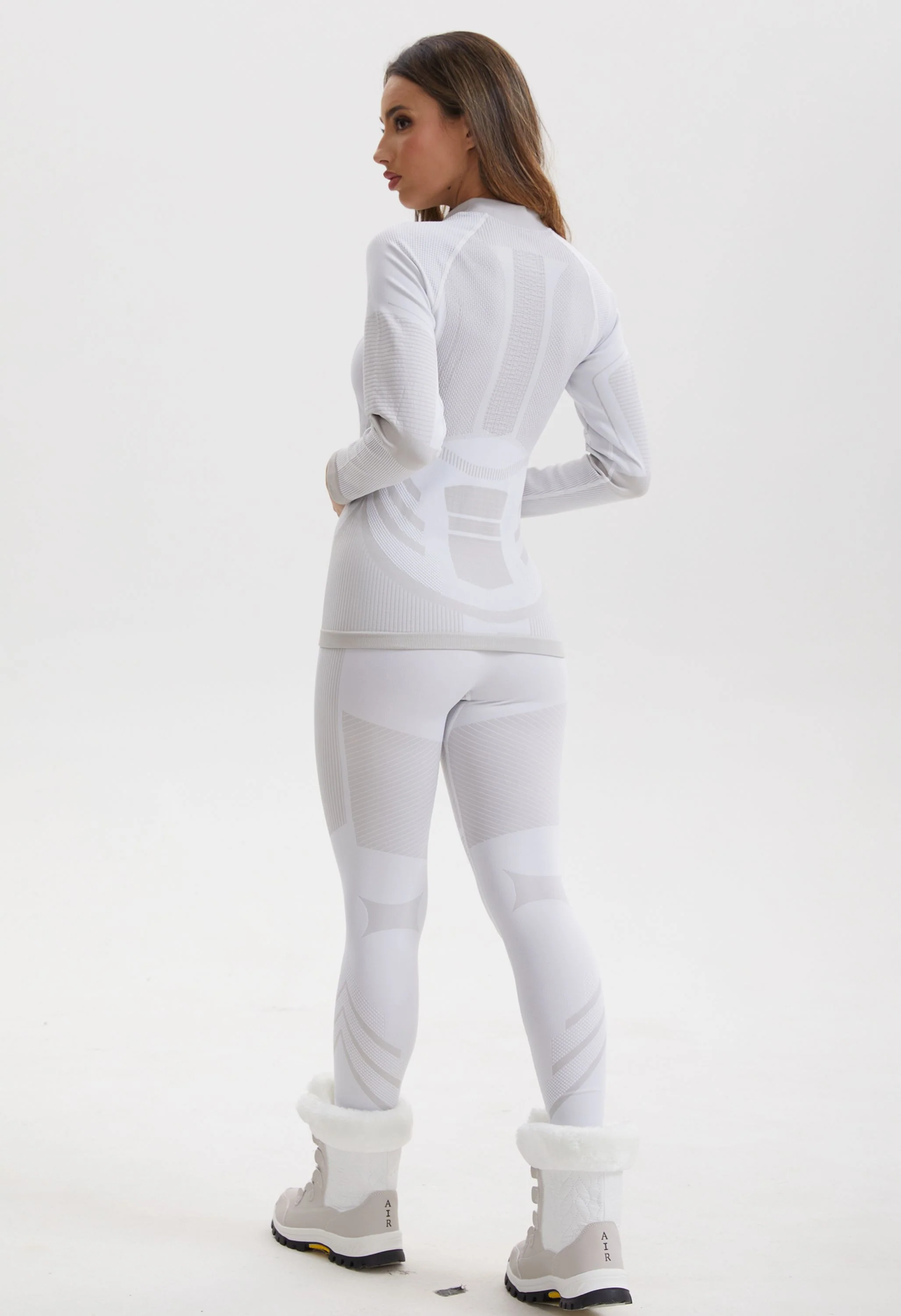 Women Seamless Quarter Zip Thermal Underwear Set, Long Sleeve Compression Base Layer Top & Bottom with Ergonomic Design, Warm Functional Thermal Wear for Winter Cold Weather - Image 4