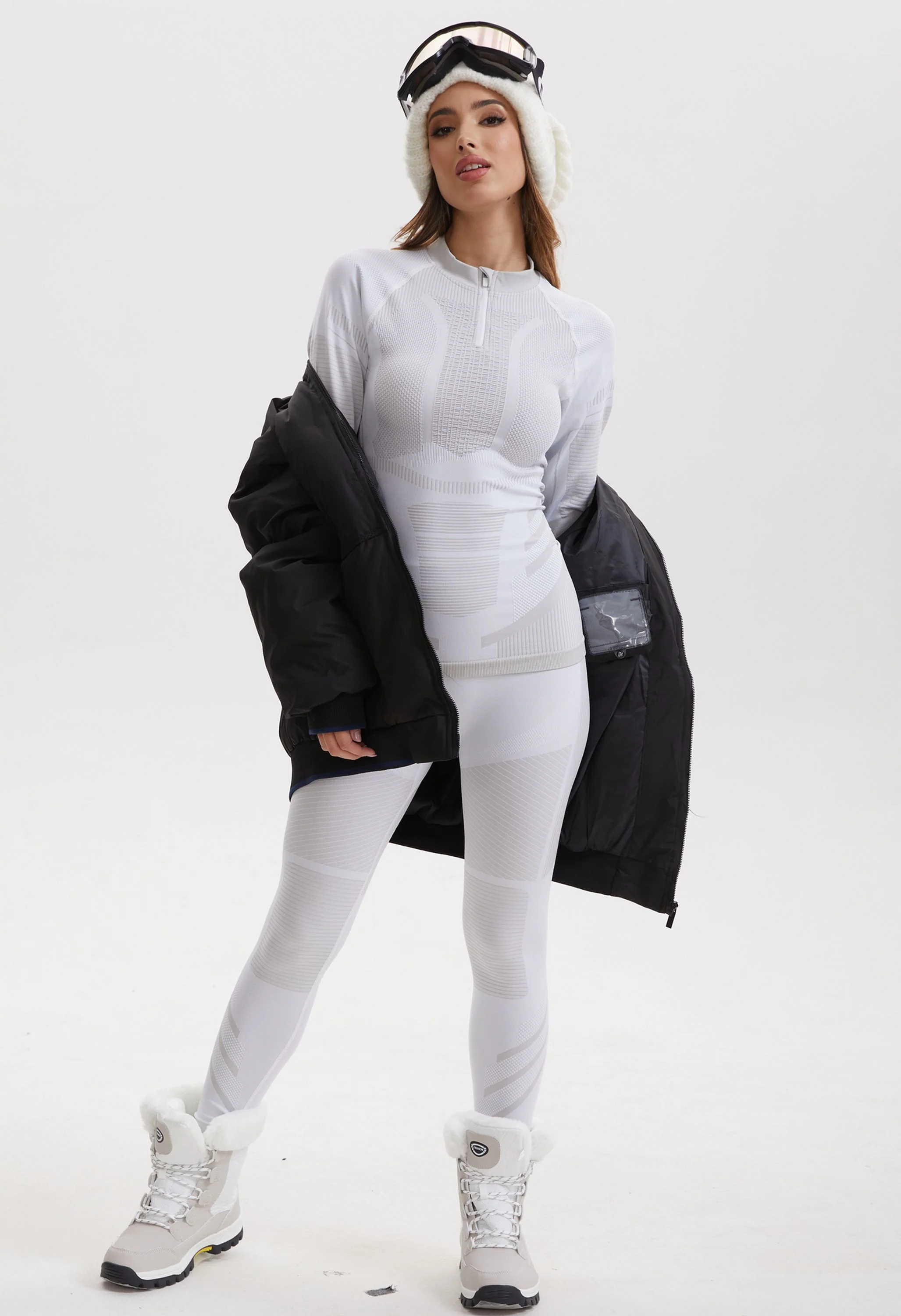 Women Seamless Quarter Zip Thermal Underwear Set, Long Sleeve Compression Base Layer Top & Bottom with Ergonomic Design, Warm Functional Thermal Wear for Winter Cold Weather - Image 6