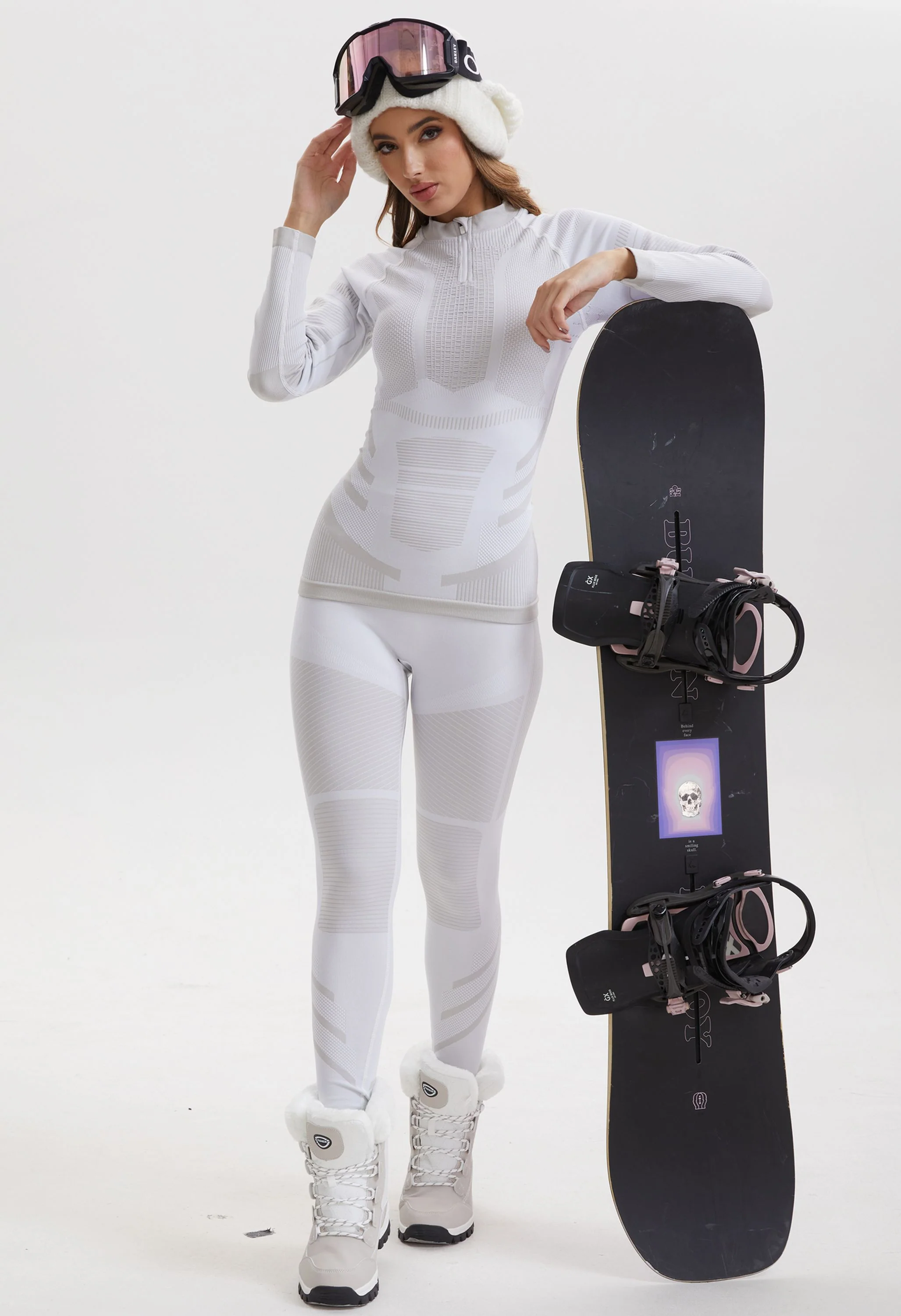 Women Seamless Quarter Zip Thermal Underwear Set, Long Sleeve Compression Base Layer Top & Bottom with Ergonomic Design, Warm Functional Thermal Wear for Winter Cold Weather - Image 8