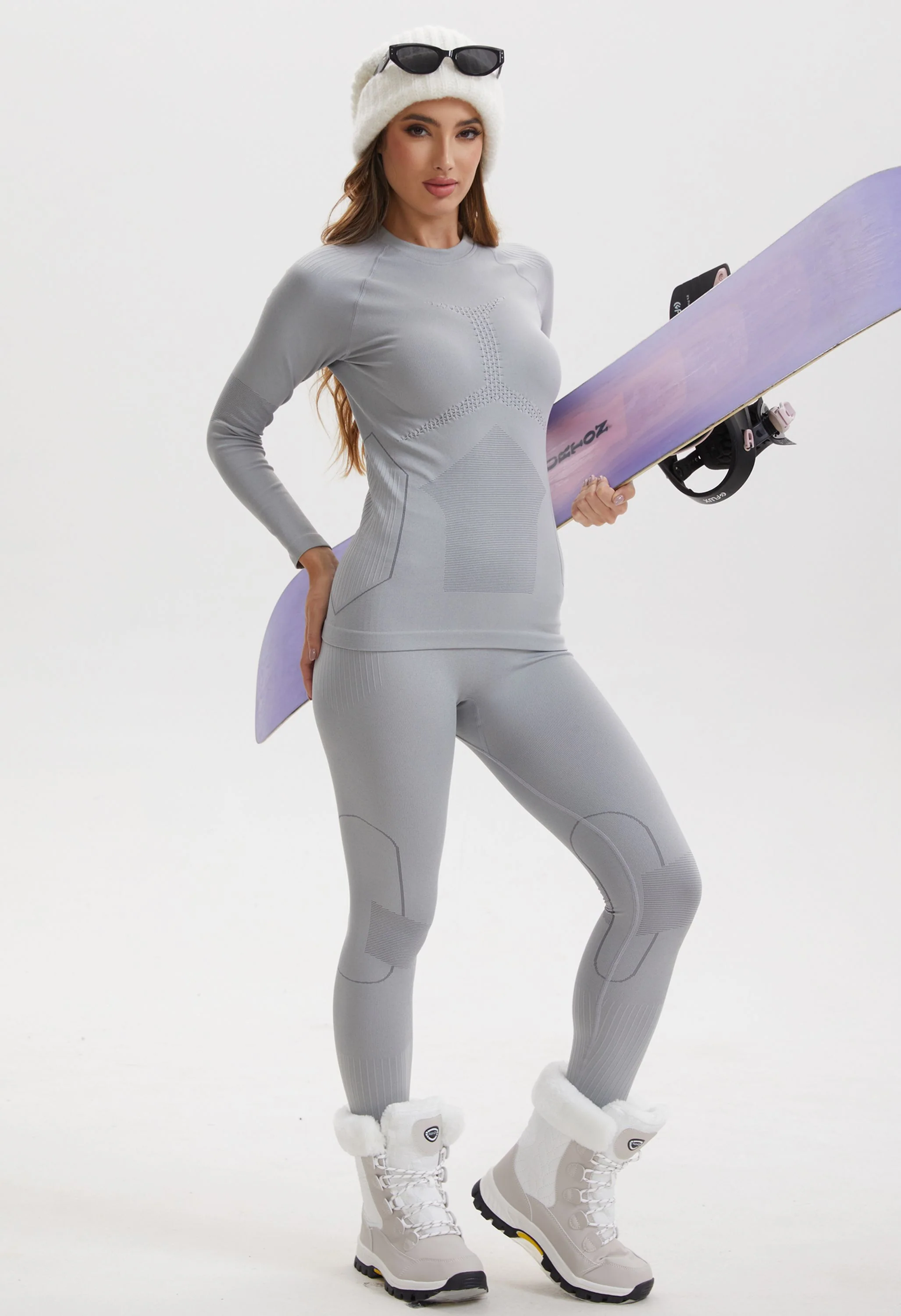 Women Seamless Thermal Underwear Set, Round Neck Long Johns Warm Base Layer Top & Bottom, Functional Winter Thermal Clothes for Cold Weather & Holiday Seasons - Image 9