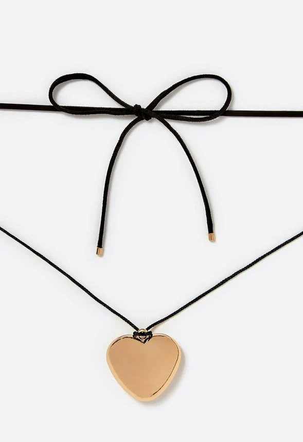 Amie Puff Heart On Faux Suede Wrap Around Choker - Image 3