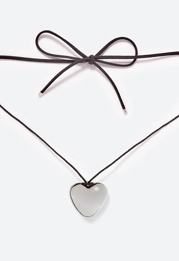 Amie Puff Heart On Faux Suede Wrap Around Choker - Image 3