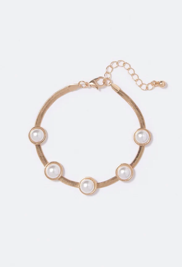 Anastasia Pearl Flat Chain Bracelet - Image 2