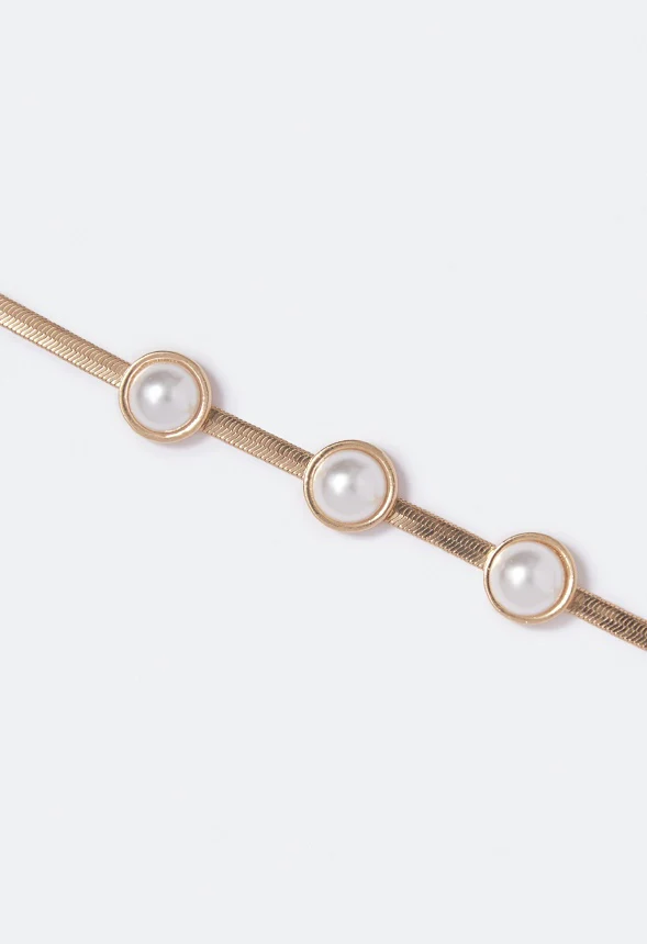Anastasia Pearl Flat Chain Bracelet - Image 3