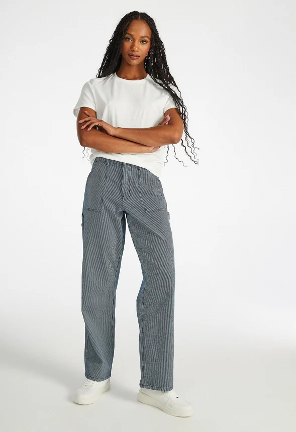 Andy Mid Rise Stripe Carpenter Pants - Image 5