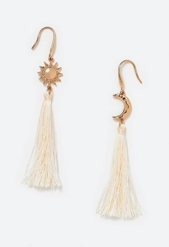 Ann Sun And Moon Tassel Drop Earrings - Image 2