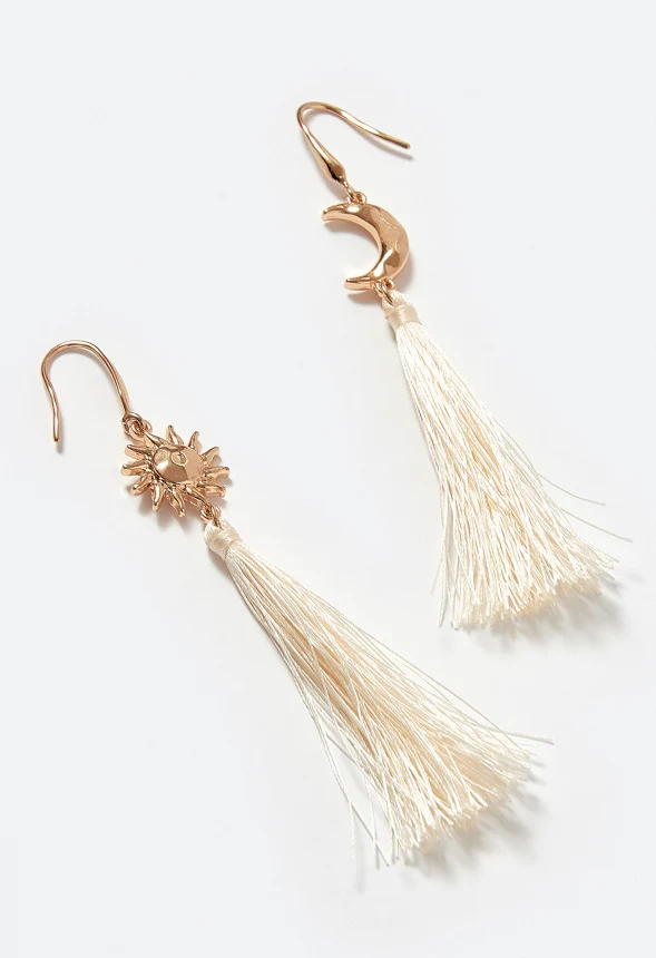 Ann Sun And Moon Tassel Drop Earrings - Image 3
