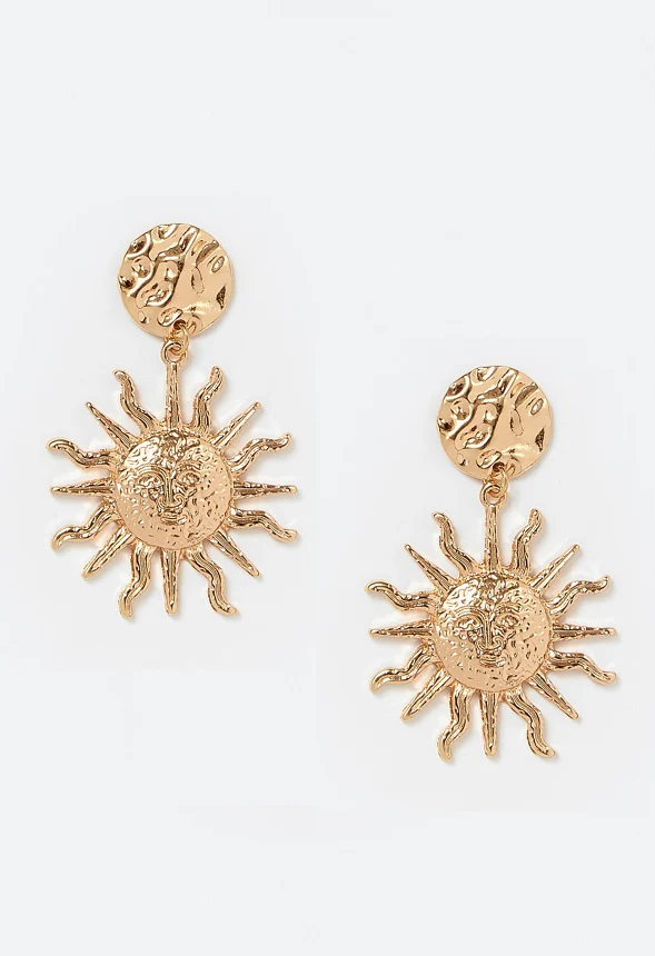 Anne Textured Disc And Sun Drop Earrings - Image 2