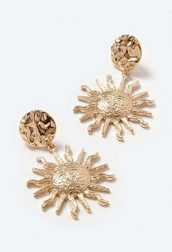 Anne Textured Disc And Sun Drop Earrings - Image 3