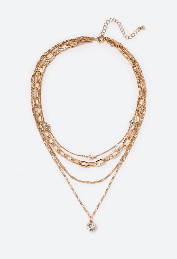 Annie Layer Chain Necklace With Glass Pendant - Image 2