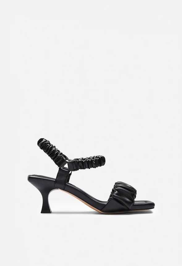 Aphrodite Ruched Square Toe Kitten Heel Sandal - Image 2