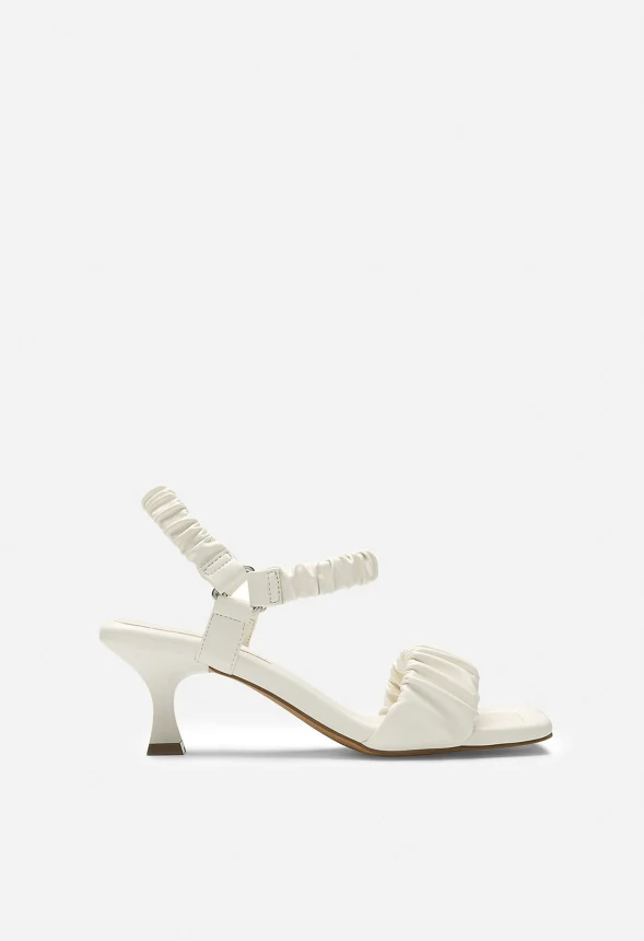 Aphrodite Ruched Square Toe Kitten Heel Sandal - Image 2