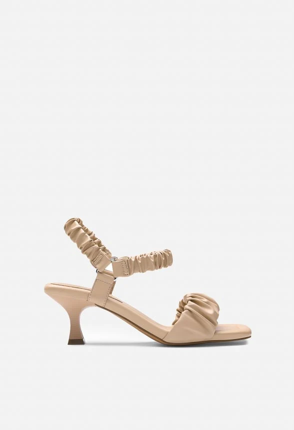 Aphrodite Ruched Square Toe Kitten Heel Sandal - Image 2