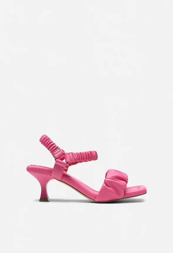 Aphrodite Ruched Square Toe Kitten Heel Sandal - Image 2