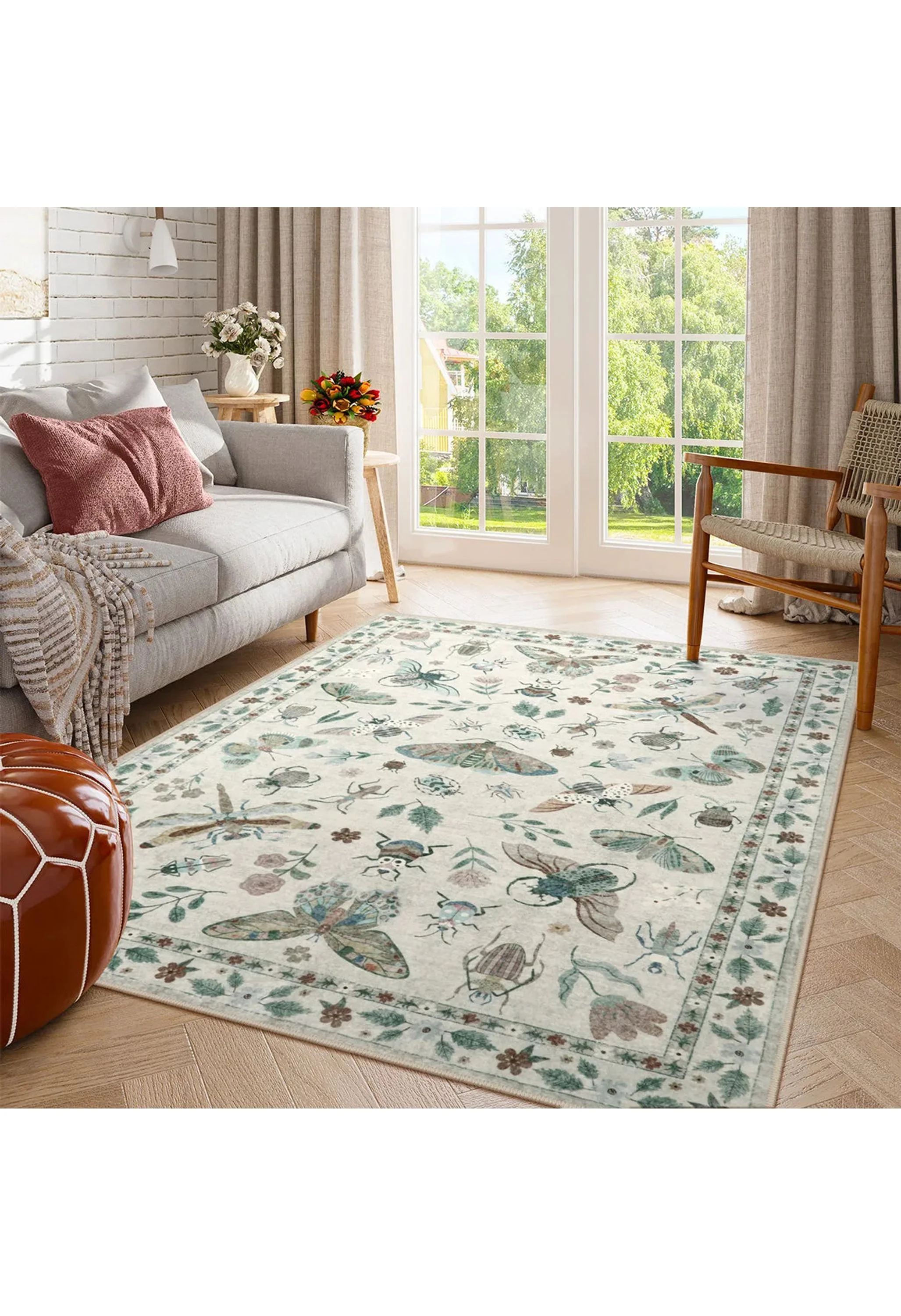 Vionnet Washable Modern Parisian Insect Beige Rug - Image 2