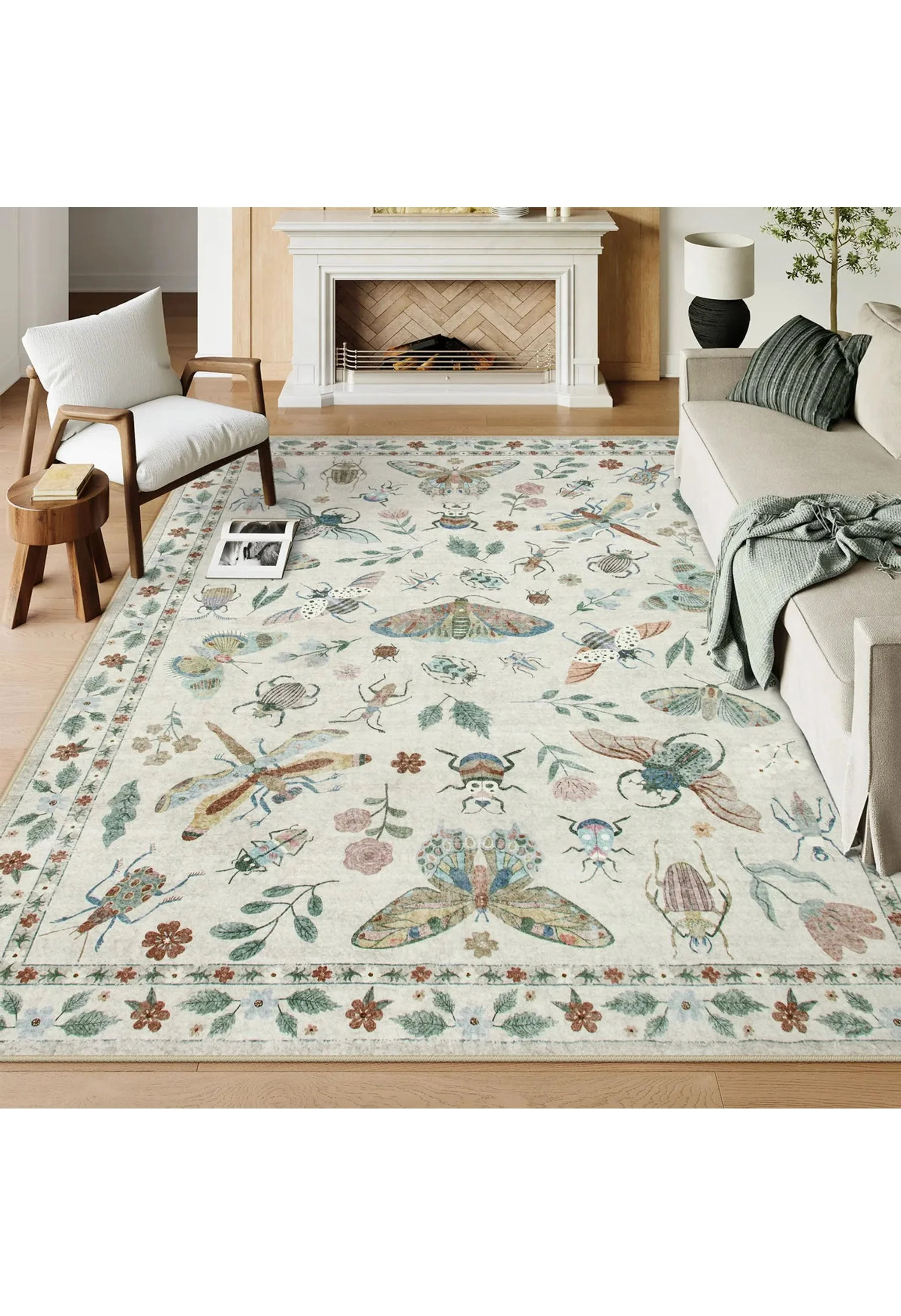 Vionnet Washable Modern Parisian Insect Beige Rug - Image 5