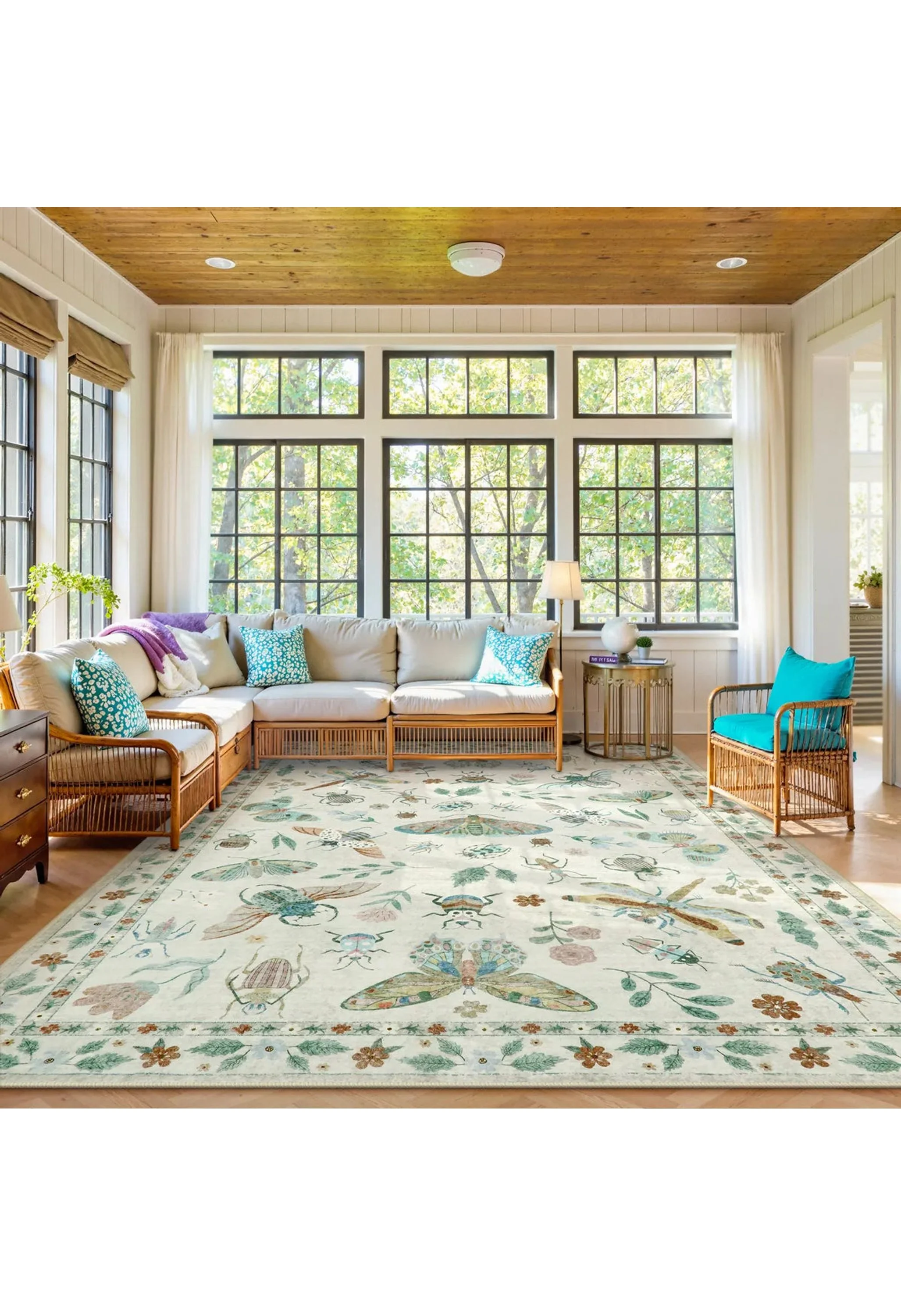 Vionnet Washable Modern Parisian Insect Beige Rug - Image 7