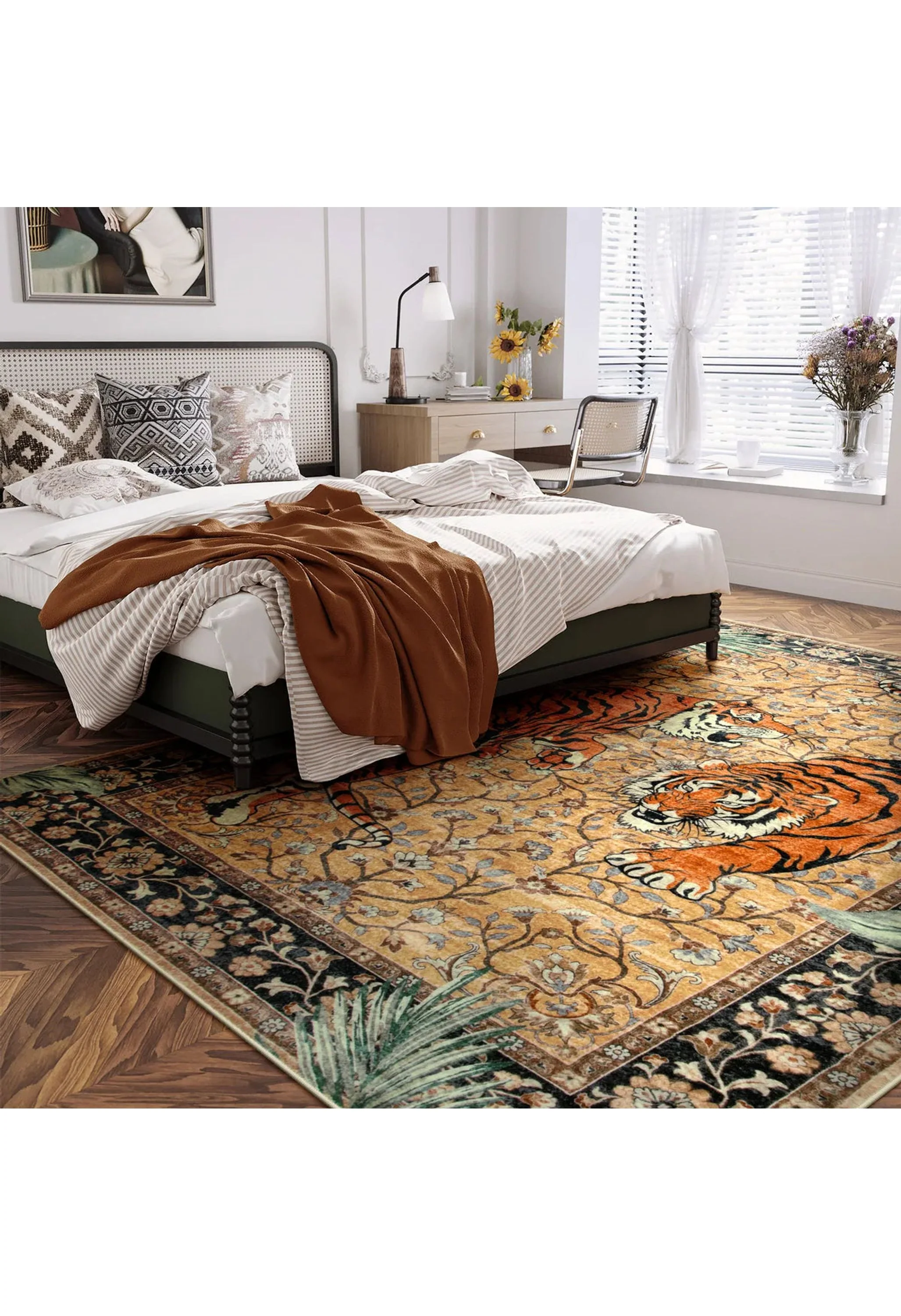 Rava Washable Wild Tiger Desert Yellow Rug - Image 7