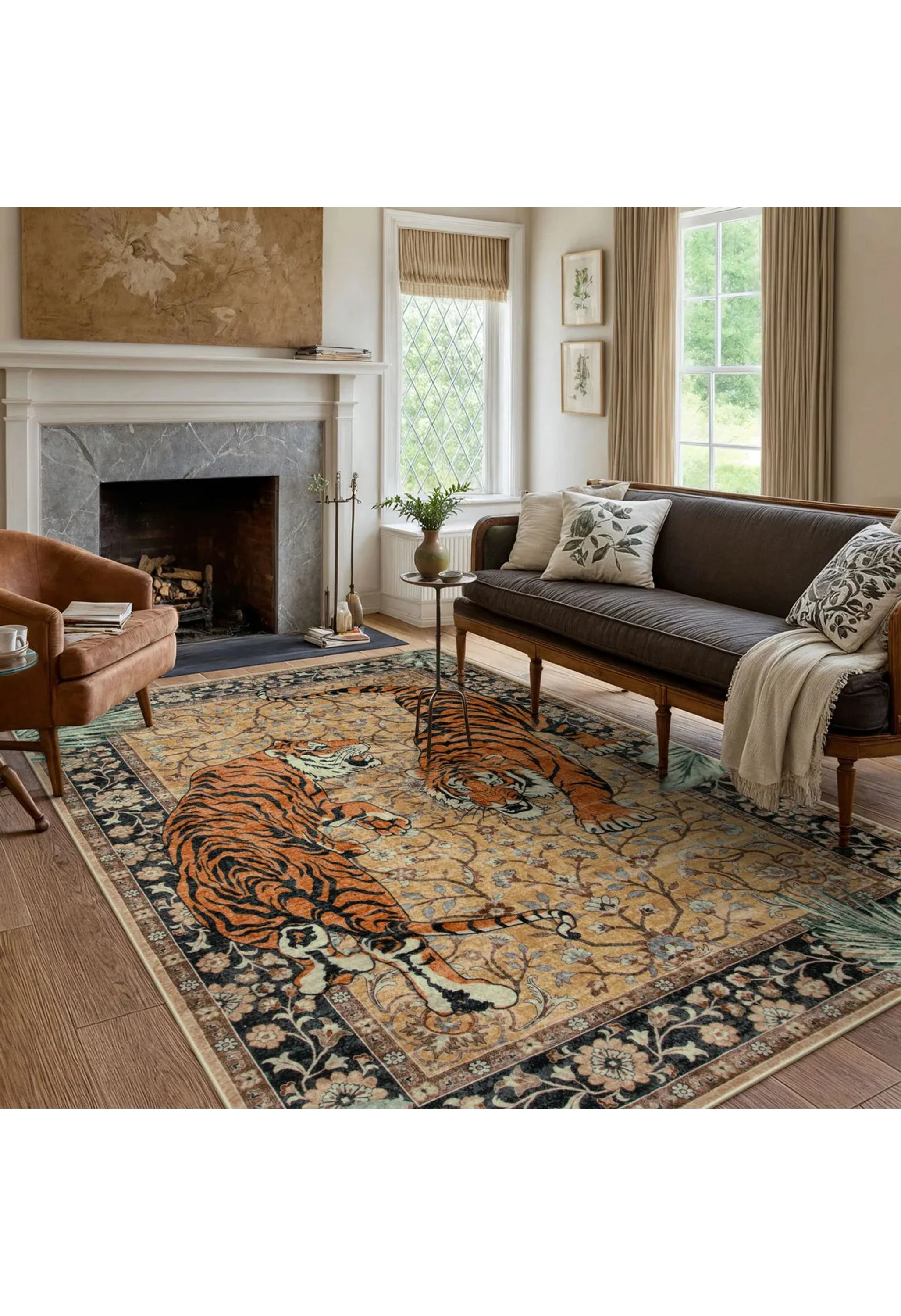 Rava Washable Wild Tiger Desert Yellow Rug - Image 8