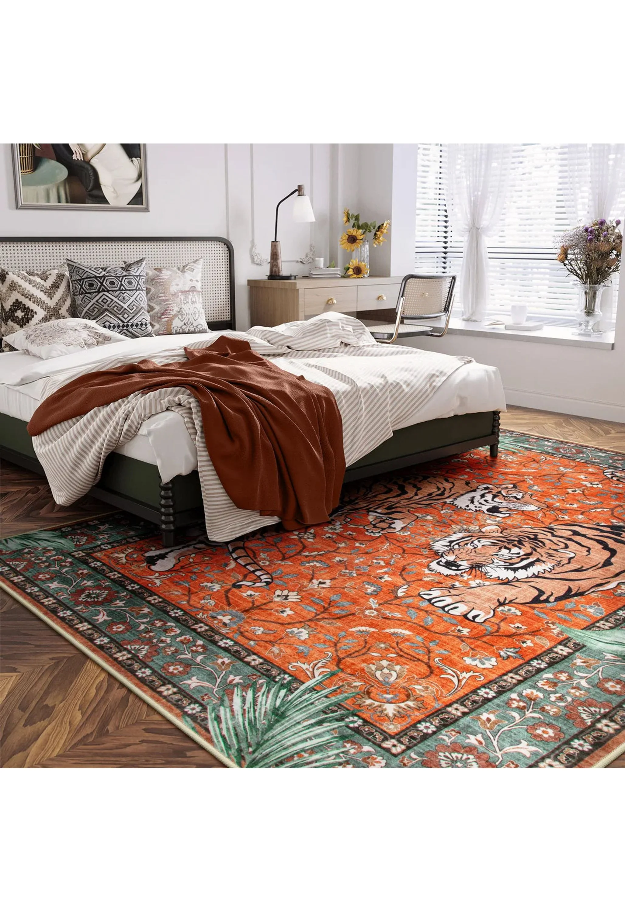 Rava Washable Wild Tiger Red Rug - Image 3