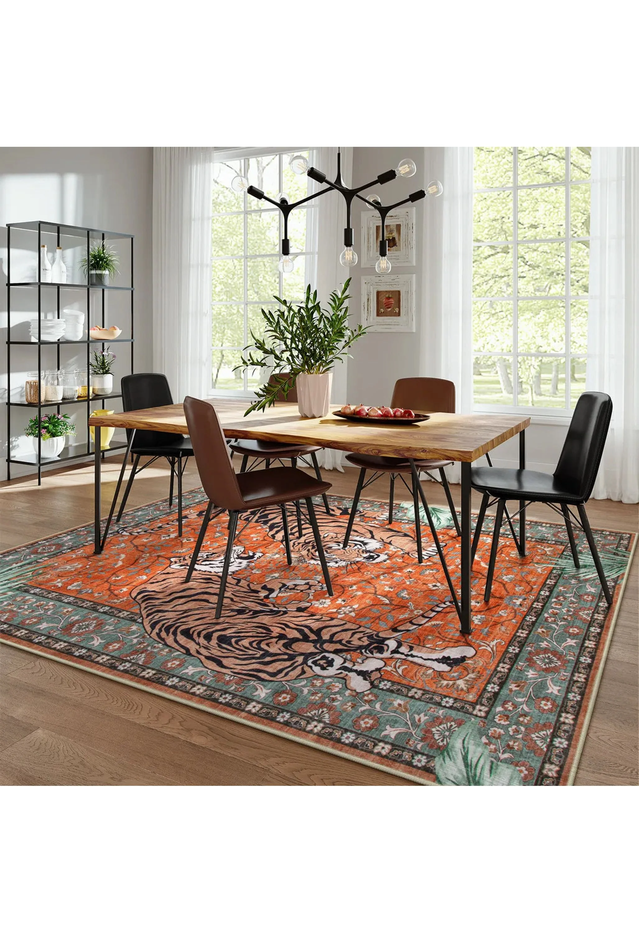 Rava Washable Wild Tiger Red Rug - Image 4