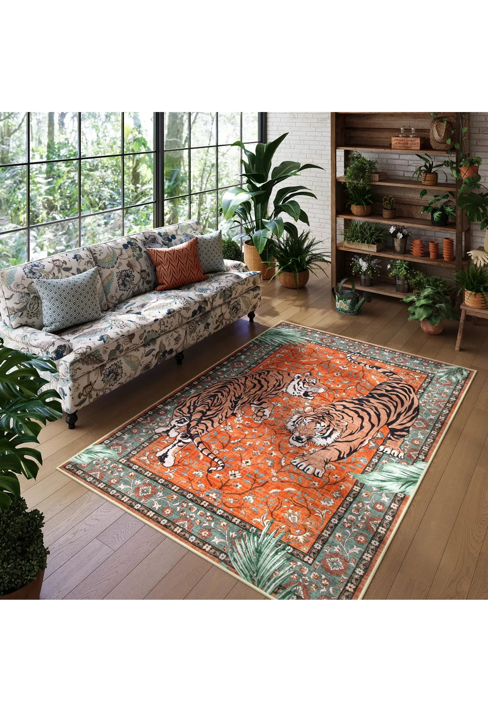 Rava Washable Wild Tiger Red Rug - Image 7