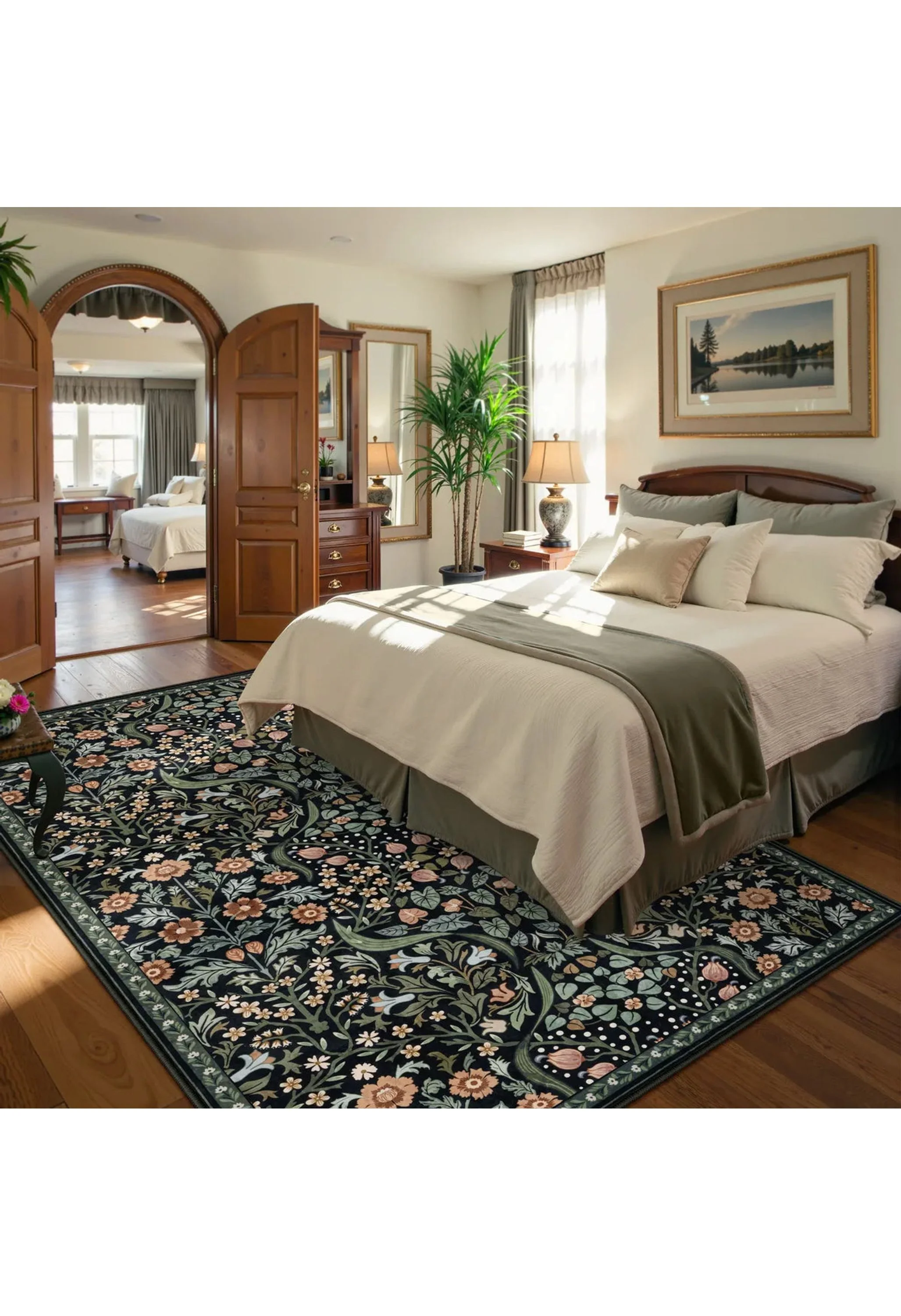 Claude Washable Maximalism Vibrant Blossom Floral Black Rug - Image 5