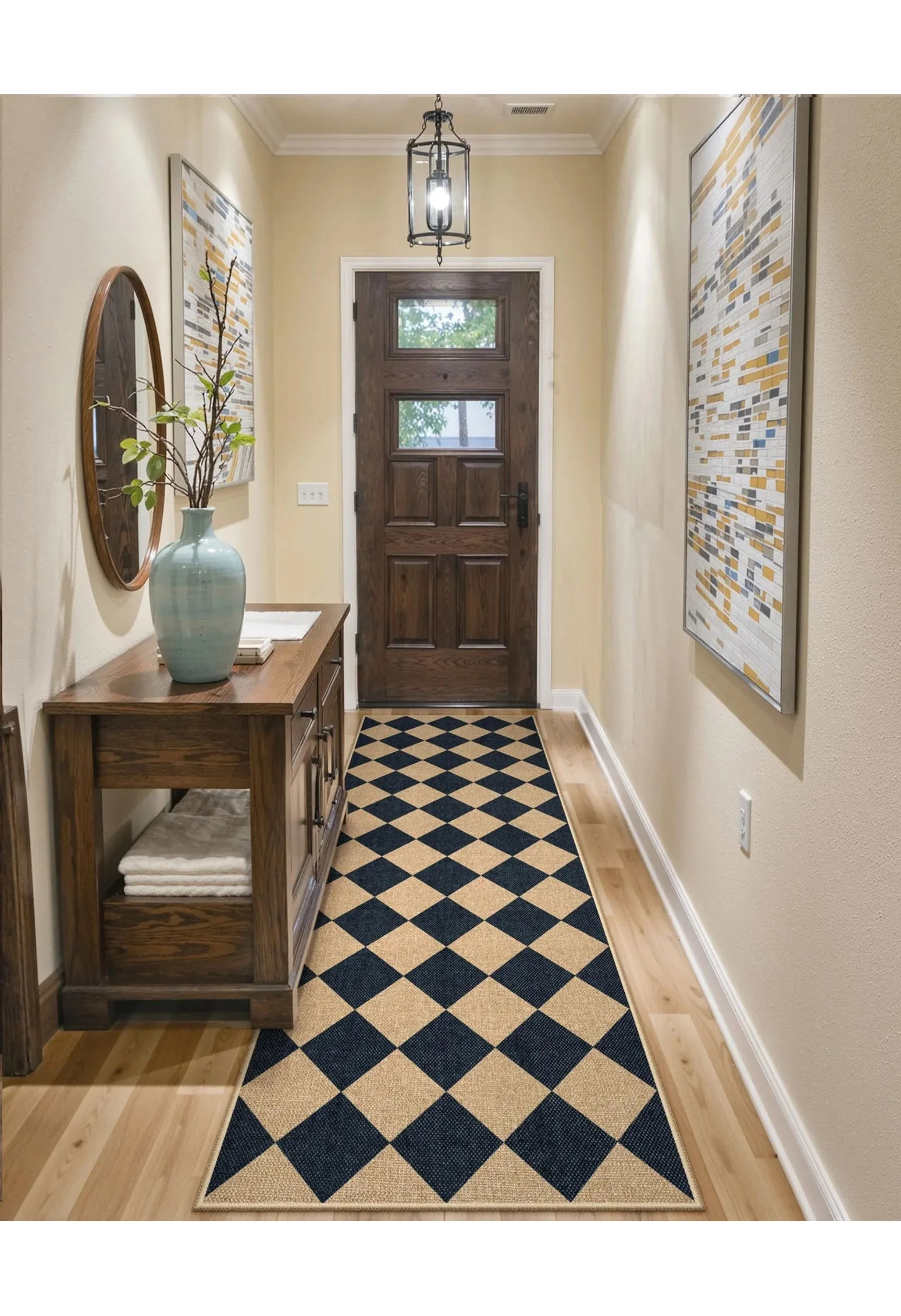 Coline Washable Geometric Checkered Easy Jute Black Indoor/Outdoor Rug - Image 8