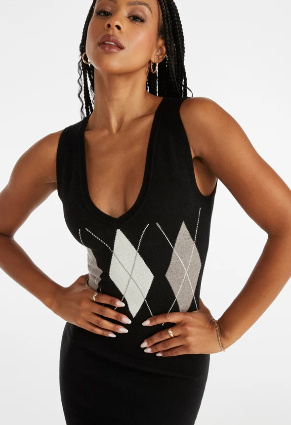 Argyle Mini Dress - Image 3