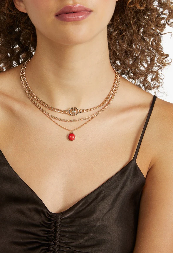 Arianna Semi Precious Drop Layered Necklace