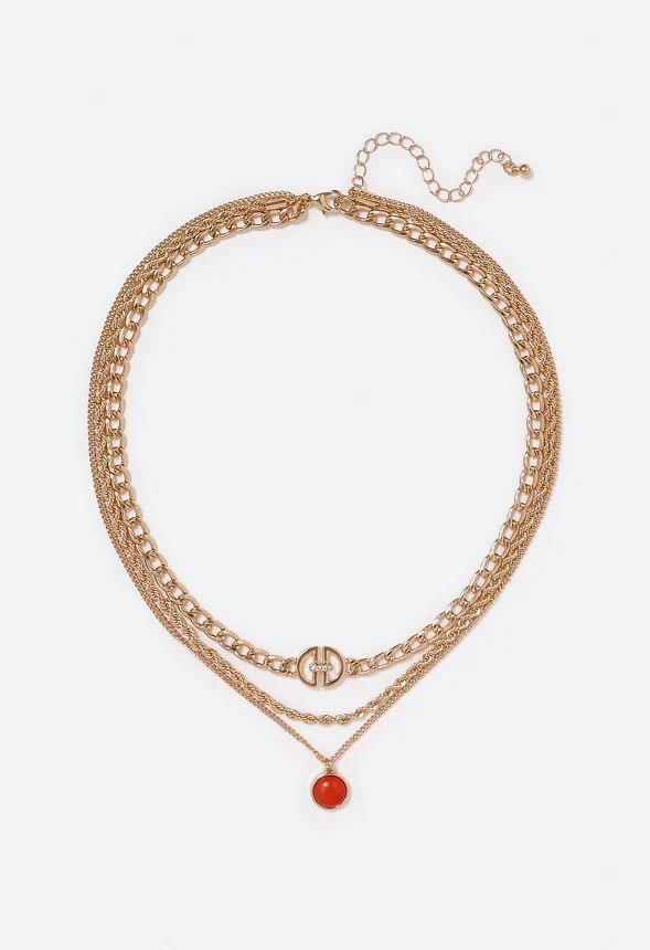 Arianna Semi Precious Drop Layered Necklace - Image 2